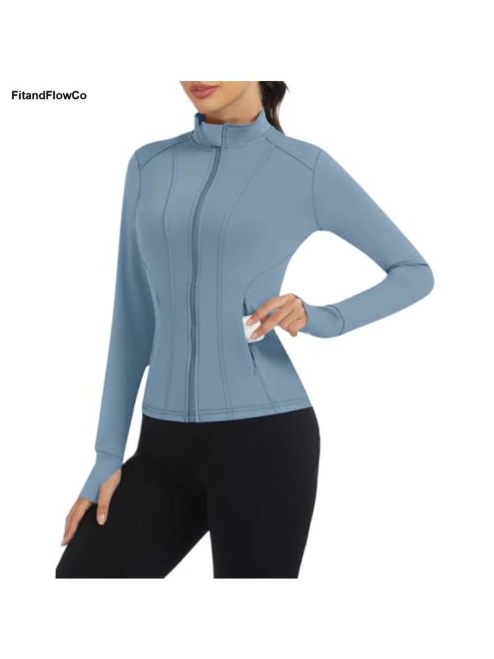 Women's Lightweight Zip Up Cropped Athletic Workout Jacket with Pockets